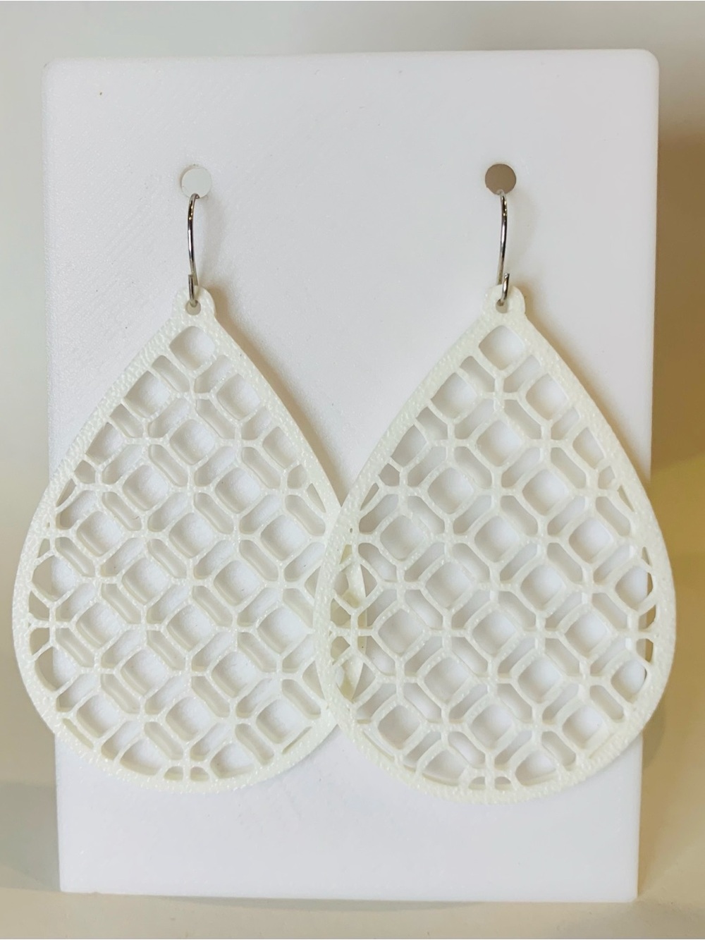 White Lattice Teardrop Earrings - Women Jewelry